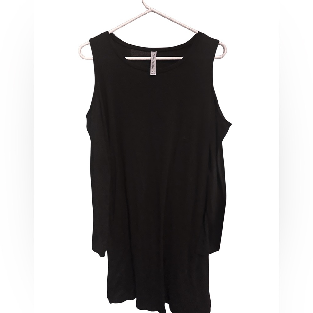 Black Cold Shoulder Scoop Neck Dress